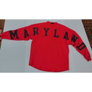 MARYLAND Spirit Jersey Red Black Long Sleeve Crew Neck Shirt Women's Size Small